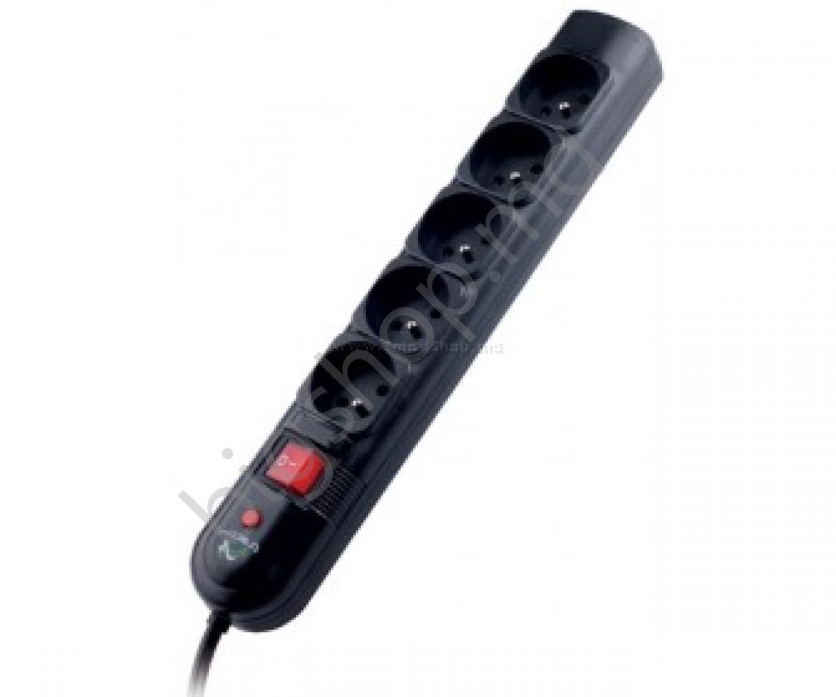 Prelungitor Tracer  PowerGuard + 1.8 m Black (5 outlets) TRALIS30406