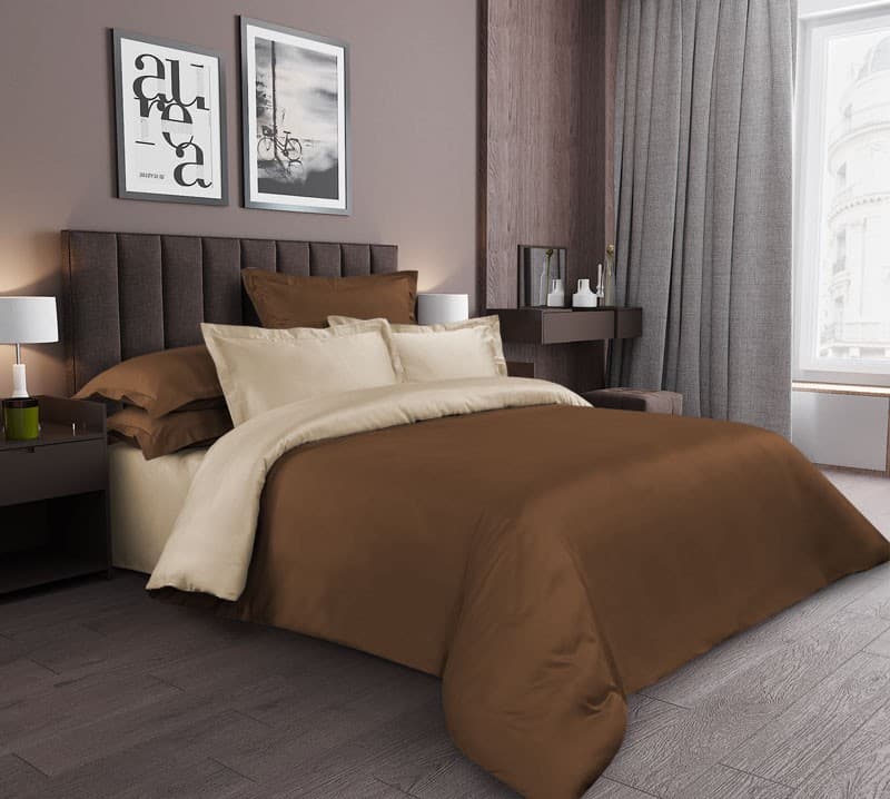 Постельное белье SATIN DE LUX  Brown  Euro