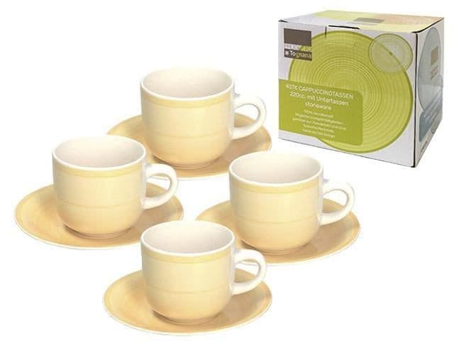 Set pentru ceai și cafea Tognana Gypsy 4 buc. 220ml cu farfurii Yellow