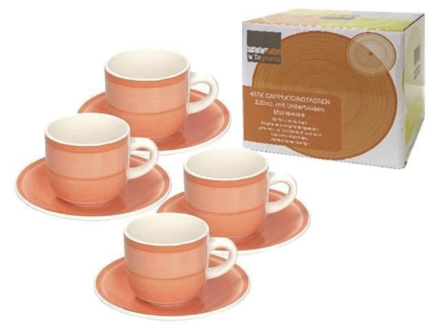 Set pentru ceai și cafea Tognana Gypsy 4 buc. 220ml cu farfurii Orange