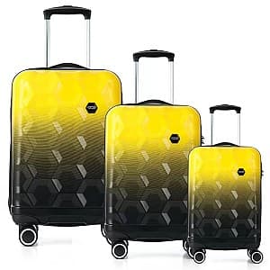 Valiză CCS 5226 Set Black-Yellow