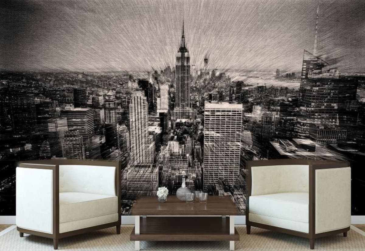 Fototapet 3d Art.Desig Orașul de noapte în stil vintage_2