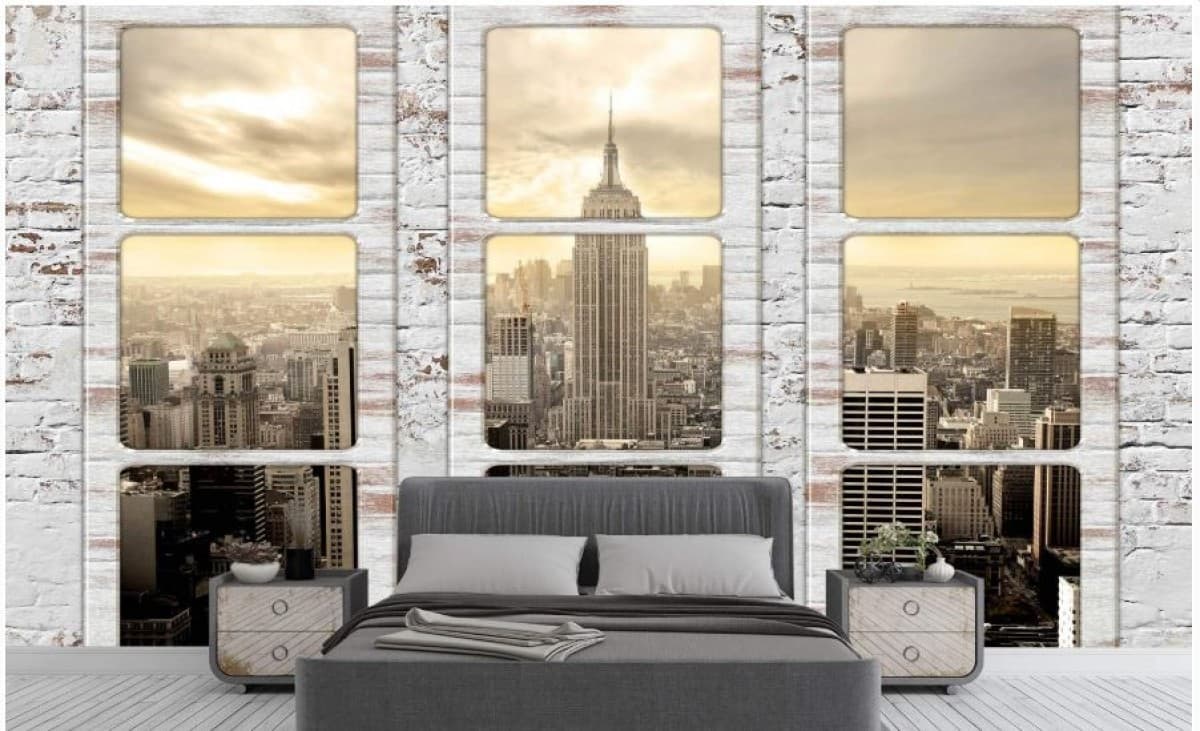 Fototapet 3d Art.Desig Vedere din fereastră și perete din cărămidă_2