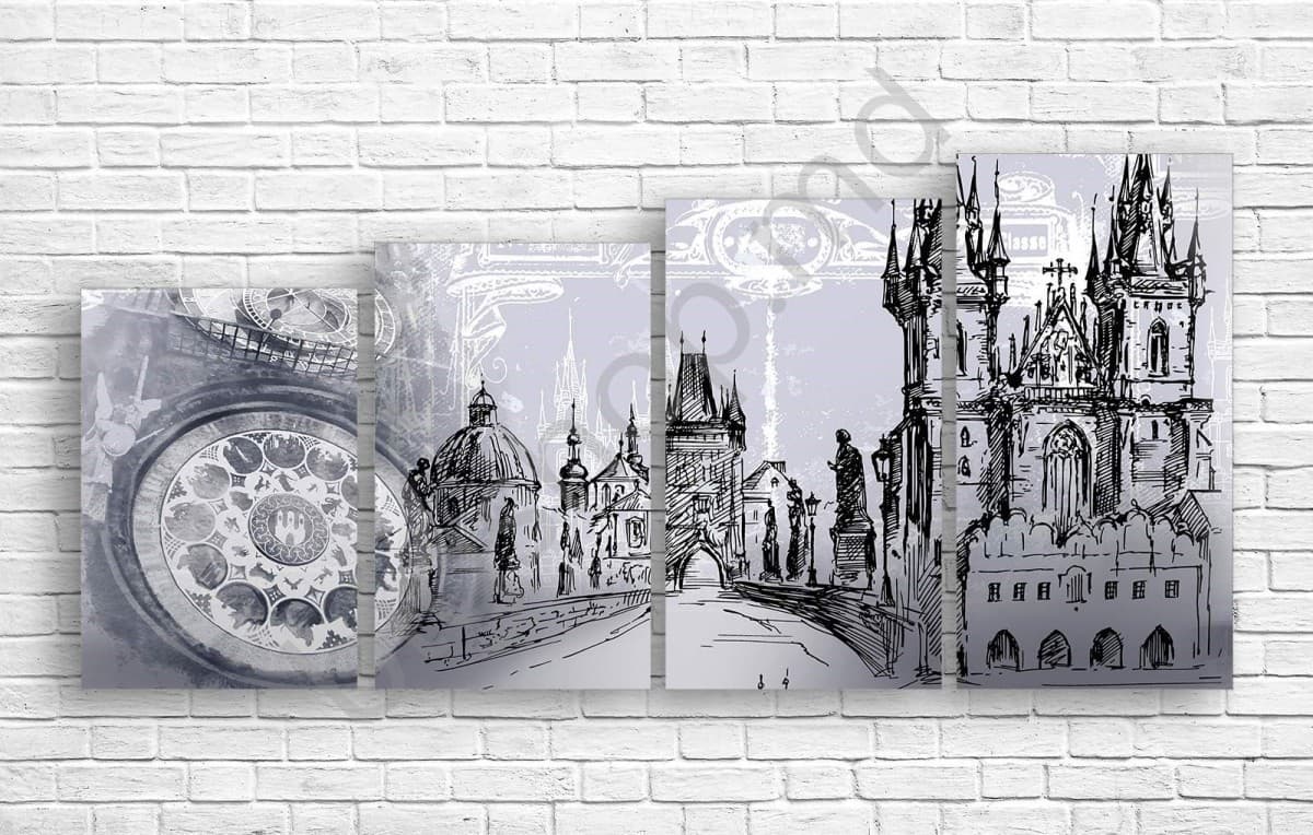 Модульная картина Art.Desig АБСТРАКЦИЯ НАРИСОВАННОГО ГОРОДА