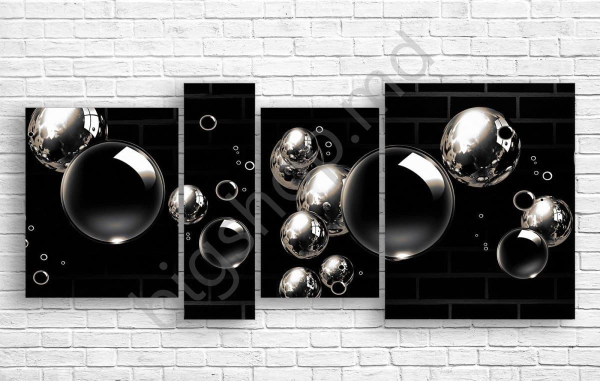 Tablou multicanvas Art.Desig PICĂTURI PE UN FOND NEGRU