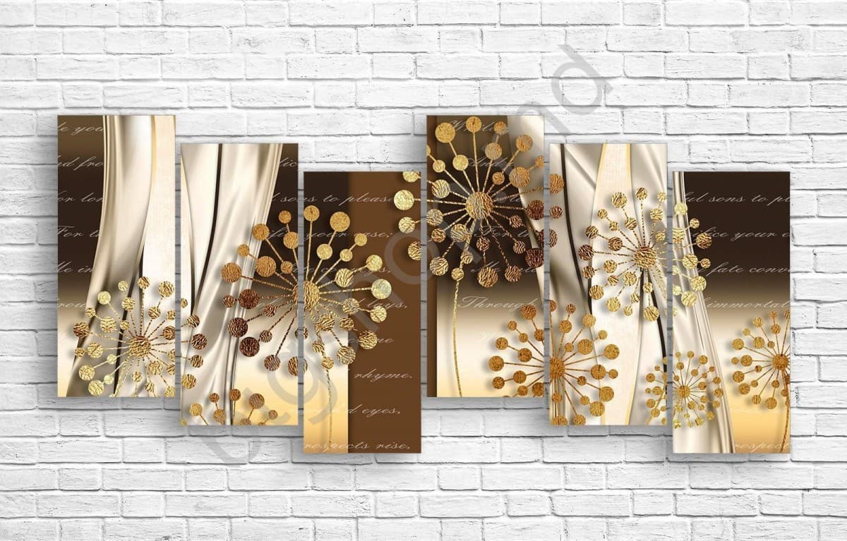 Модульная картина Art.Desig АБСТРАКЦИЯ ШЕЛКА И ВЫШИТЫХ ОДУВАНЧИКАХ