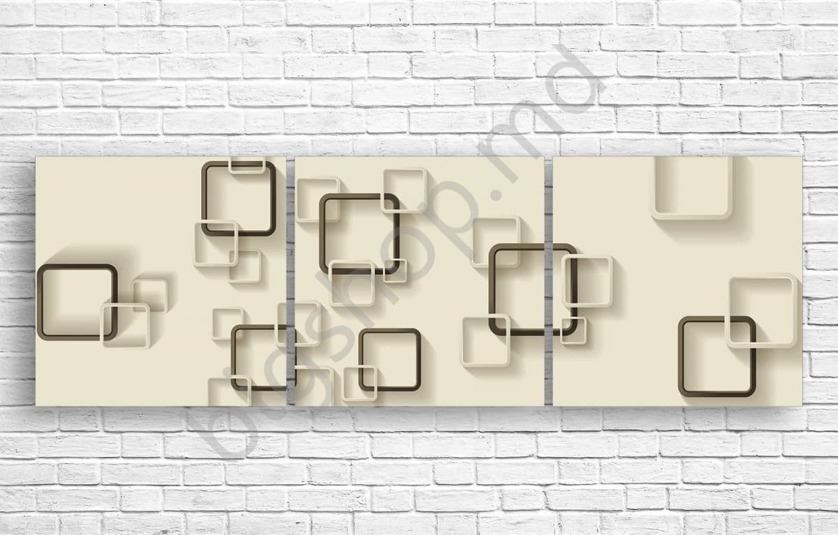 Tablou multicanvas Art.Desig PĂTRATE ALBE ȘI NEGRE ÎNTR-UN FORMAT 3D