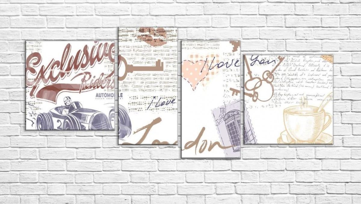 Модульная картина Art.Desig РЕТРО С ЛЮБОВЬЮ