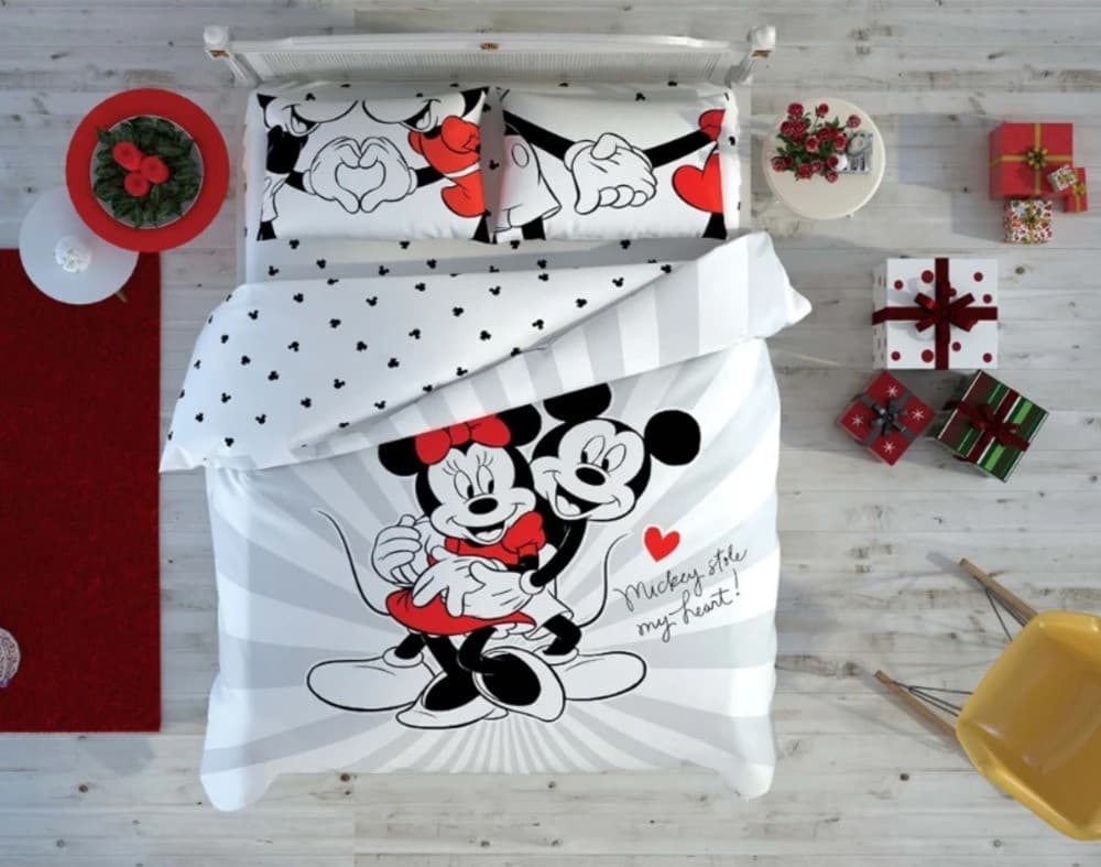 Lenjerie de pat pentru copii TAC Disney Minnie&Mickey Love Double (60251268)