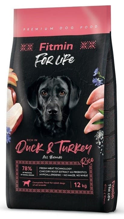 Hrană uscată pentru câini Fitmin For Life Duck & Turkey 12kg