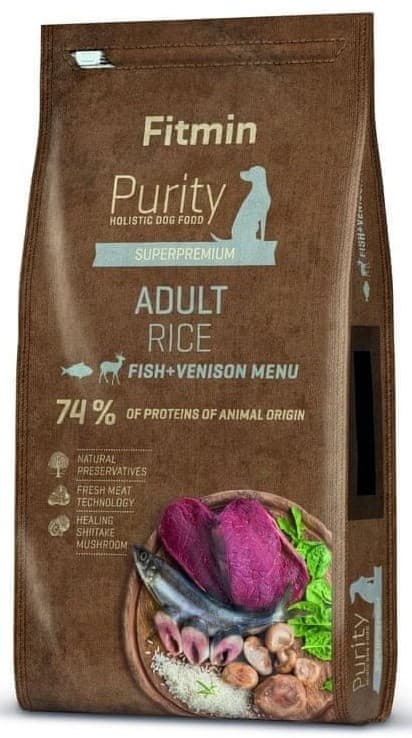 Hrană uscată pentru câini Fitmin Adult Rice Fish&Venison 12kg