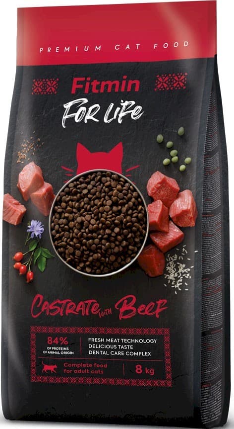 Сухой корм для кошек Fitmin For Life Castrate Beef 8kg