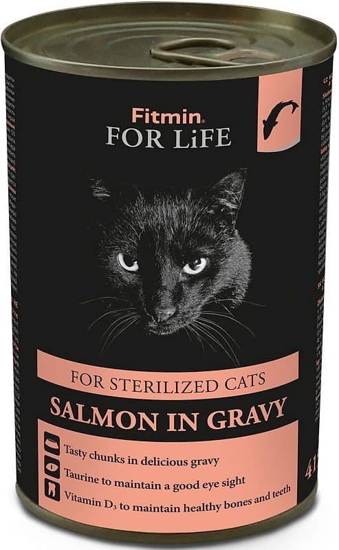 Влажный корм для кошек Fitmin For Life Cat Tin Sterilized Salmon 415g