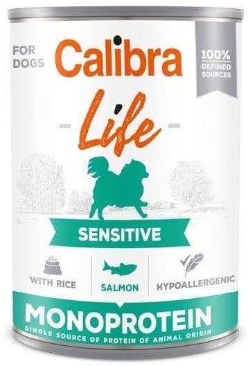 Hrană umedă pentru pisici Calibra Dog Life can Sensitive Salmon&rice 400g