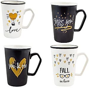 Set pentru ceai și cafea Casa Masa FRAZE LOVE 420 ml (6 buc)