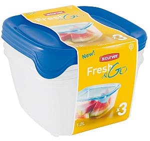 Set de recipiente alimentare Curver FRESH&GO 1,2 L 3buc albastru