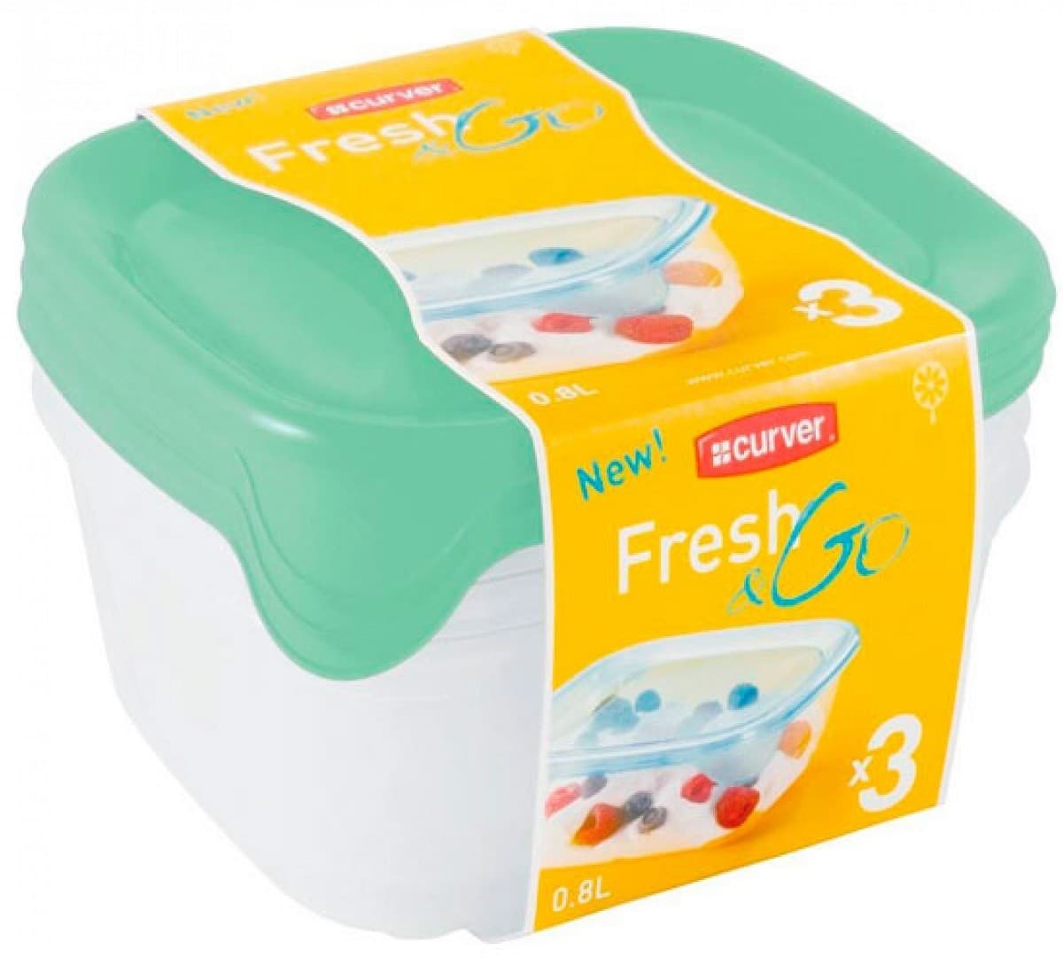 Set de recipiente alimentare Curver FRESH&GO 3buc x 0,8 L