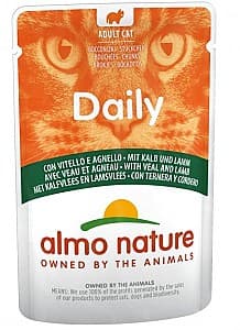 Hrană umedă pentru pisici Almo Nature Cat DAILY Pouch Veal and Lamb 70g