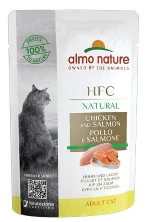 Hrană umedă pentru pisici Almo Nature HFC Pouch Natural Chicken and Salmon 55g