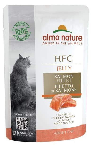 Hrană umedă pentru pisici Almo Nature HFC Pouch Jelly Salmon 55g
