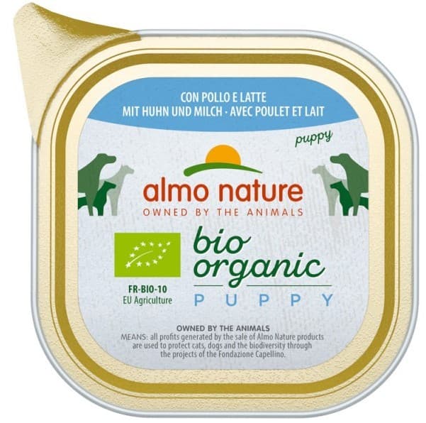 Hrană umedă pentru câini Almo Nature BIO ORGANIC Alu Puppy Chicken and Milk 100g