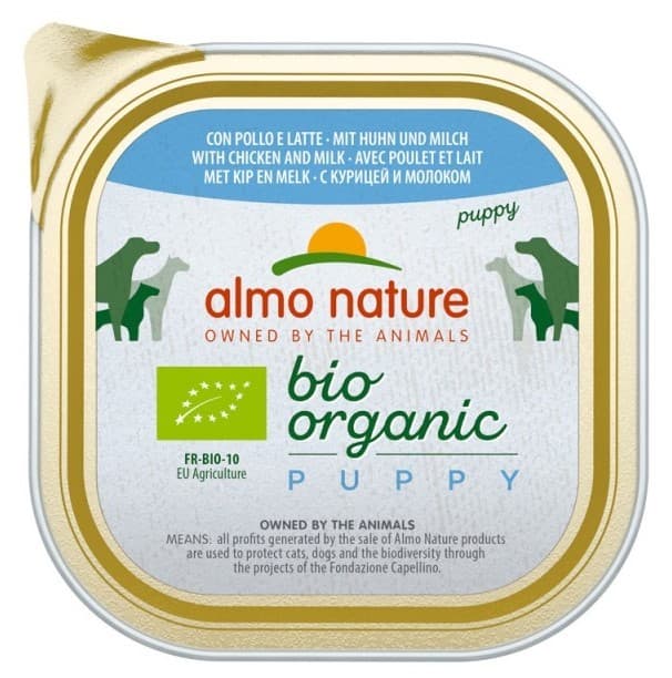 Hrană umedă pentru câini Almo Nature BIO ORGANIC Alu Puppy Chicken and Milk 300g