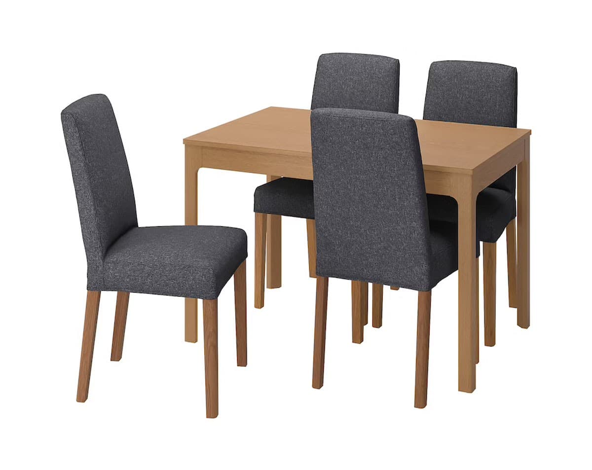 Набор стол и стулья IKEA Ekedalen/Bergmund Gunnared gray 120/180 см