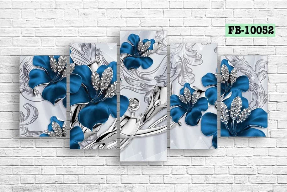 Модульная картина Art.Desig Blue flowers with diamonds FB-10052