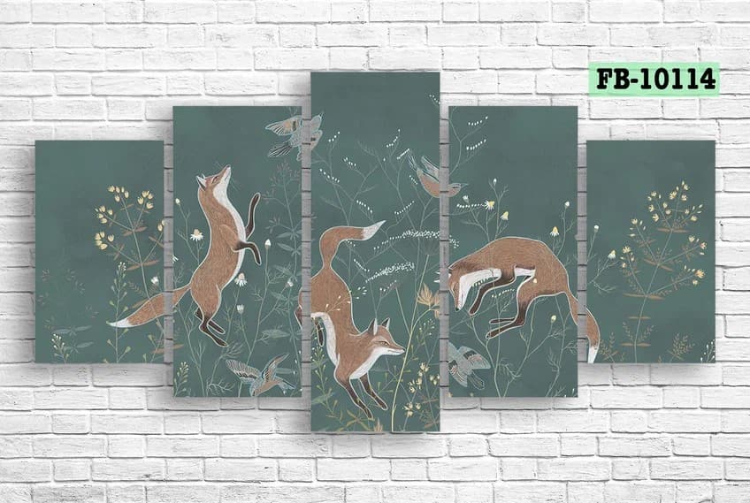 Tablou multicanvas Art.Desig Foxes and birds FB-10114