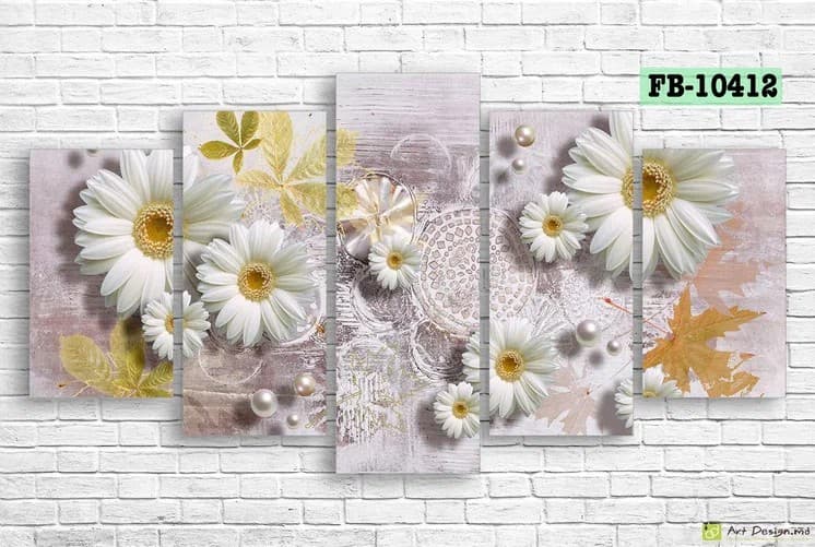 Tablou multicanvas Art.Desig White flowers FB-10412