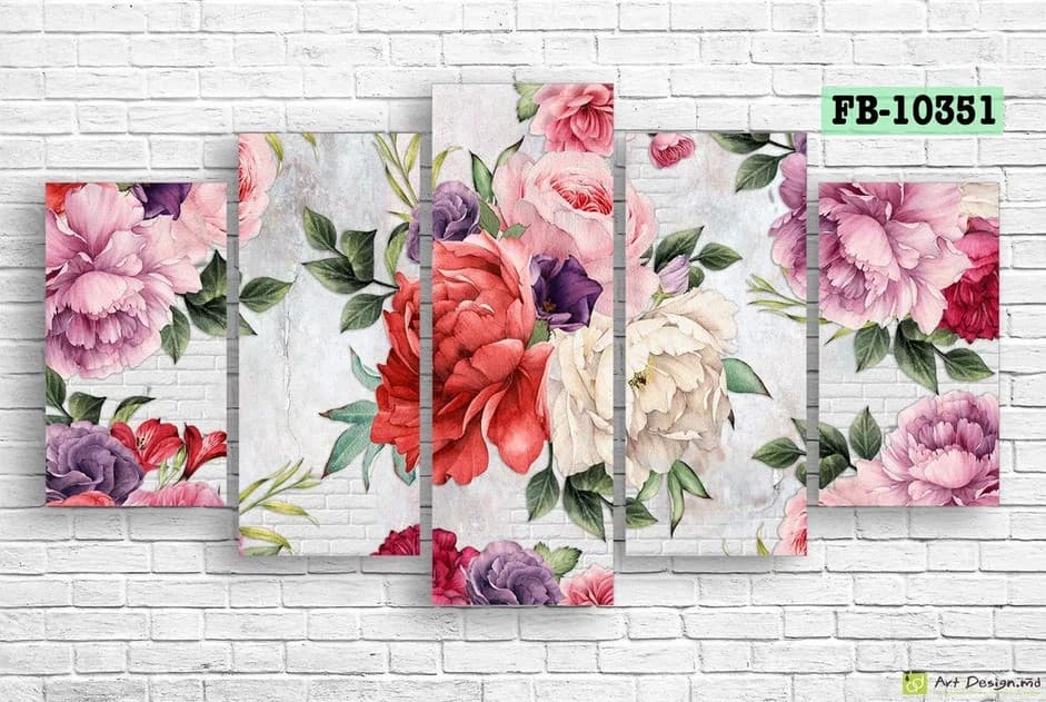 Tablou multicanvas Art.Desig Multicolored flowers FB-10351