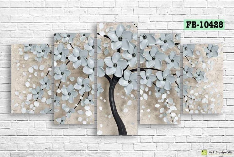 Tablou multicanvas Art.Desig Trees with white flowers FB-10428