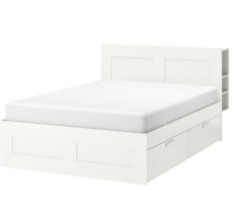 Кровать IKEA Brimnes White Lonset 180×200 см (4 ящика с хранилищем)