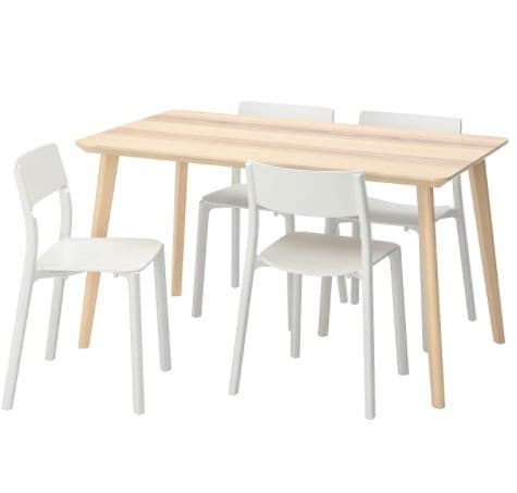 Set de masa cu scaune IKEA Lisabo / Janinge Ash-Veneer/White