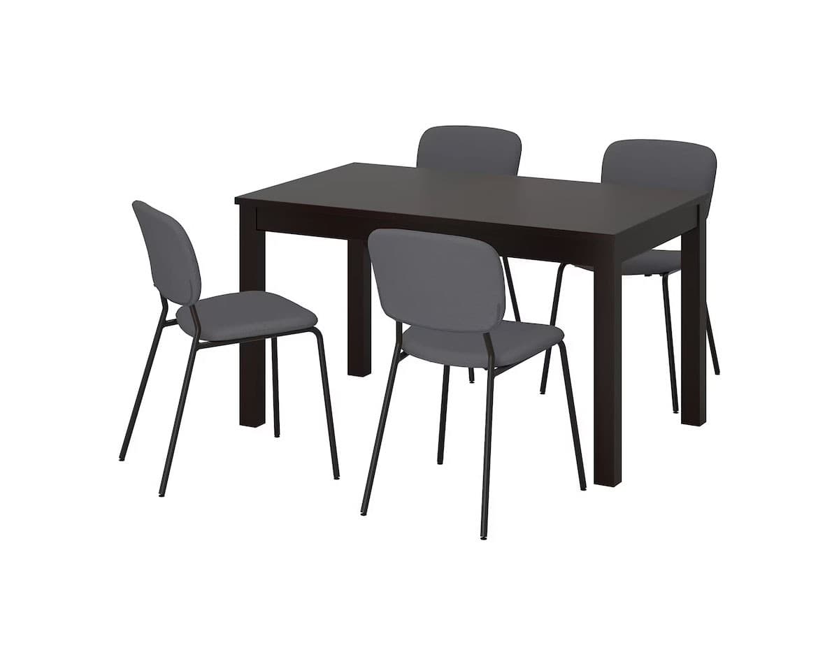 Set de masa cu scaune IKEA Laneberg/Karljan dark brown / gray 130/190x80 cm (4 scaune)