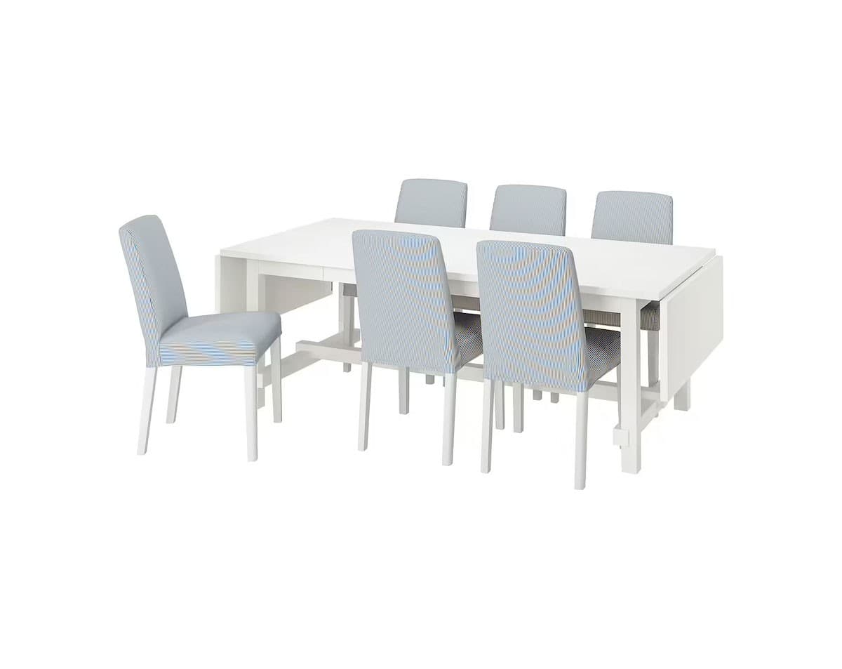 Set de masa cu scaune IKEA Nordviken/Bergmund white/Rommele white/white 210/289 cm ( 6 scaune)