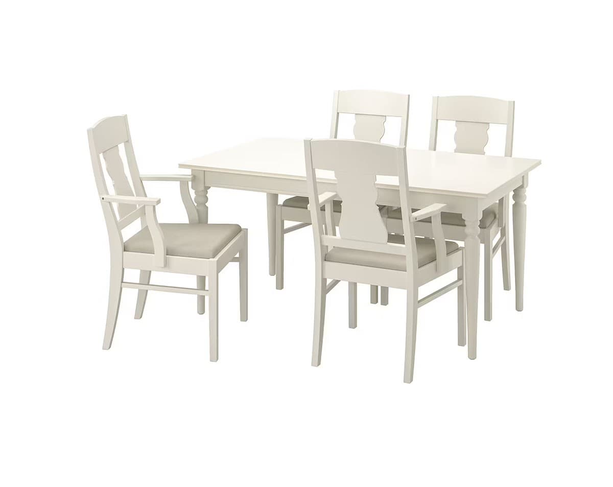 Set de masa cu scaune IKEA Ingatorp / Ingatorp White 155 cm (4 scaune)