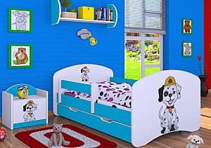 Pat copii Happy Baby Happy Fire Dog L04 cu sertar (White/Blue)