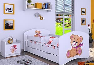 Pat copii Happy Baby Happy Bear with Bow L04 cu sertar (White)