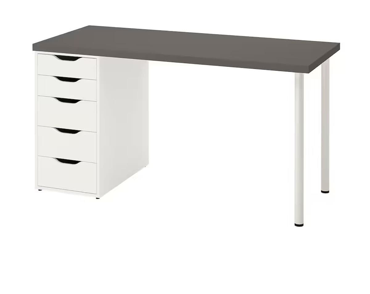Офисный стол IKEA Lagkapten/Alex gray/white 140x60 см