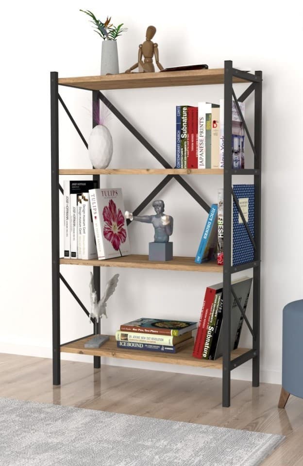 Etajera Fabulous 4 Shelves Metal (Pine/Black)