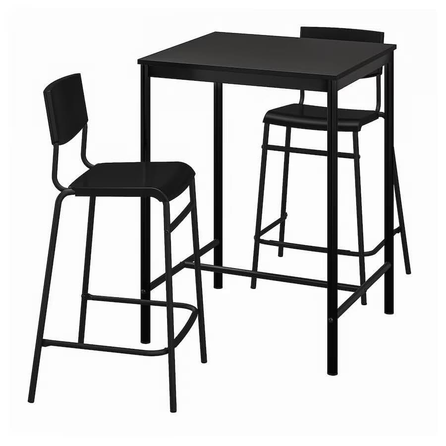 Set de masa cu scaune IKEA Sandsberg/Stig 2 scaune de bar 67x67 Negru/Negru