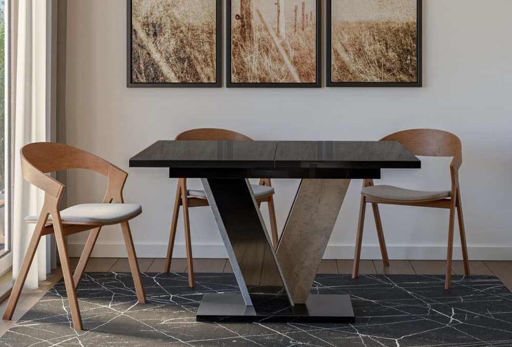 Стол Prospero Viney (Black Gloss/Stone)