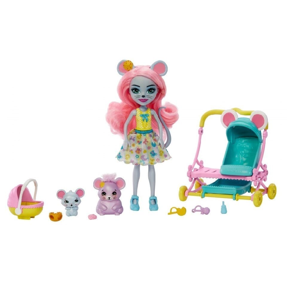 Figurină Mattel Enchantimals Soricica Mauria si Familia