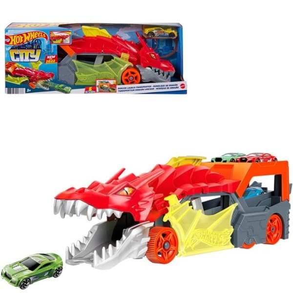 Jucărie interactivă Hot Wheels Dragon furios cu depozitare pentru mașini