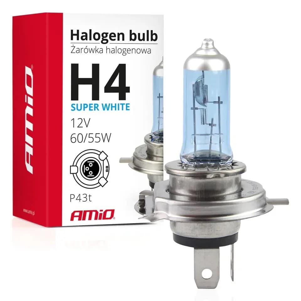 Lampă auto Amio H4 12V 60/55W Super White (01269)