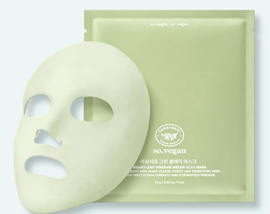 Masca pentru fata So Natural So Vegan Heartleaf Vinegar Green Clay Mask