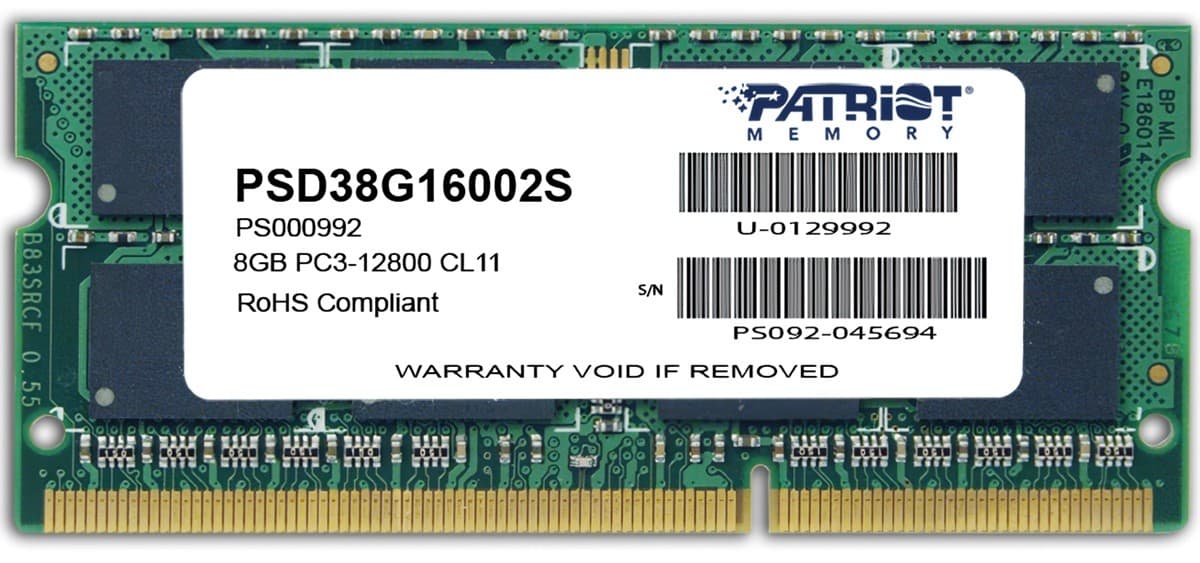 Оперативная память PATRIOT Signature Line 1x8ГБ DDR3-1600МГц SODIMM