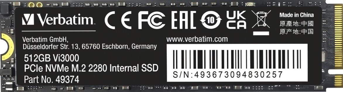 SSD Verbatim Vi3000 M.2 NVMe SSD 512GB (VI3000-512-49374)