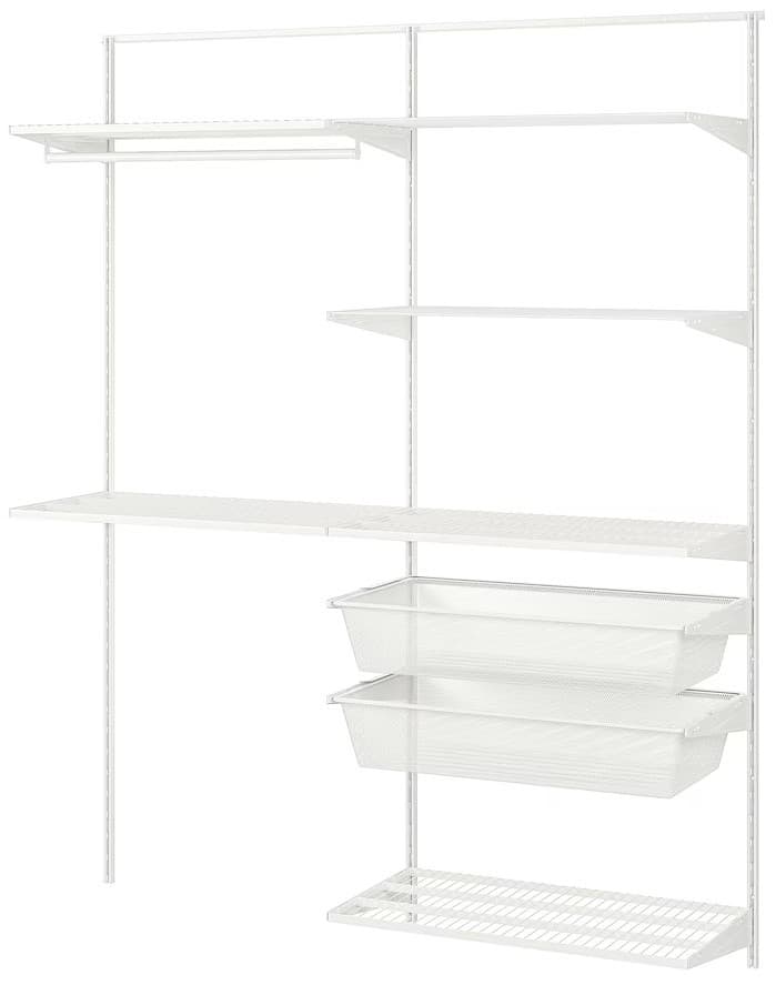 Стеллаж IKEA Boaxel 2 секции/штанга/2 ящика для хранения 165x40x201 Белый